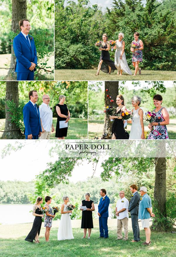 Collage of candid wedding photography from outdoor Missouri wedding